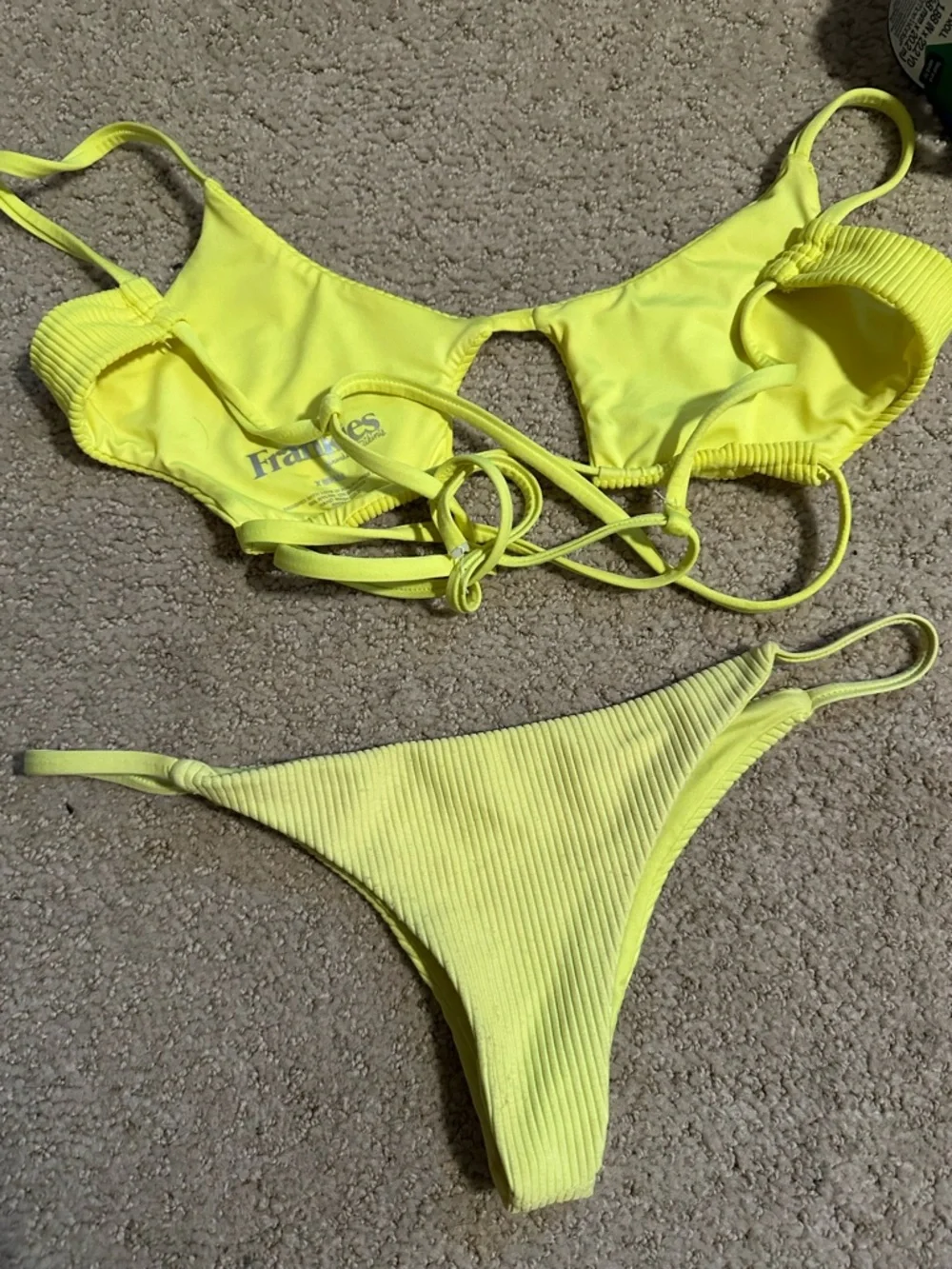 Frankie’s Bikinis Willa ribbed bikini set neon yellow